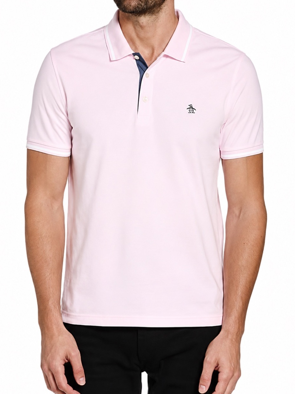 ORIGINAL PENGUIN men’s pink 100% cotton polo short sleeve shirt size Large
